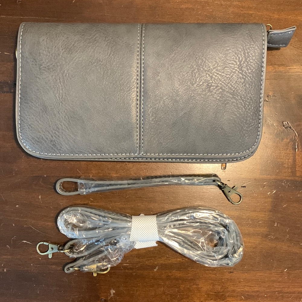 NWT Grey JOY Susan handbag - Mia Multi Pocket Crossbody Clutch